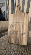 Engraved Acacia Paddle Cutting Board