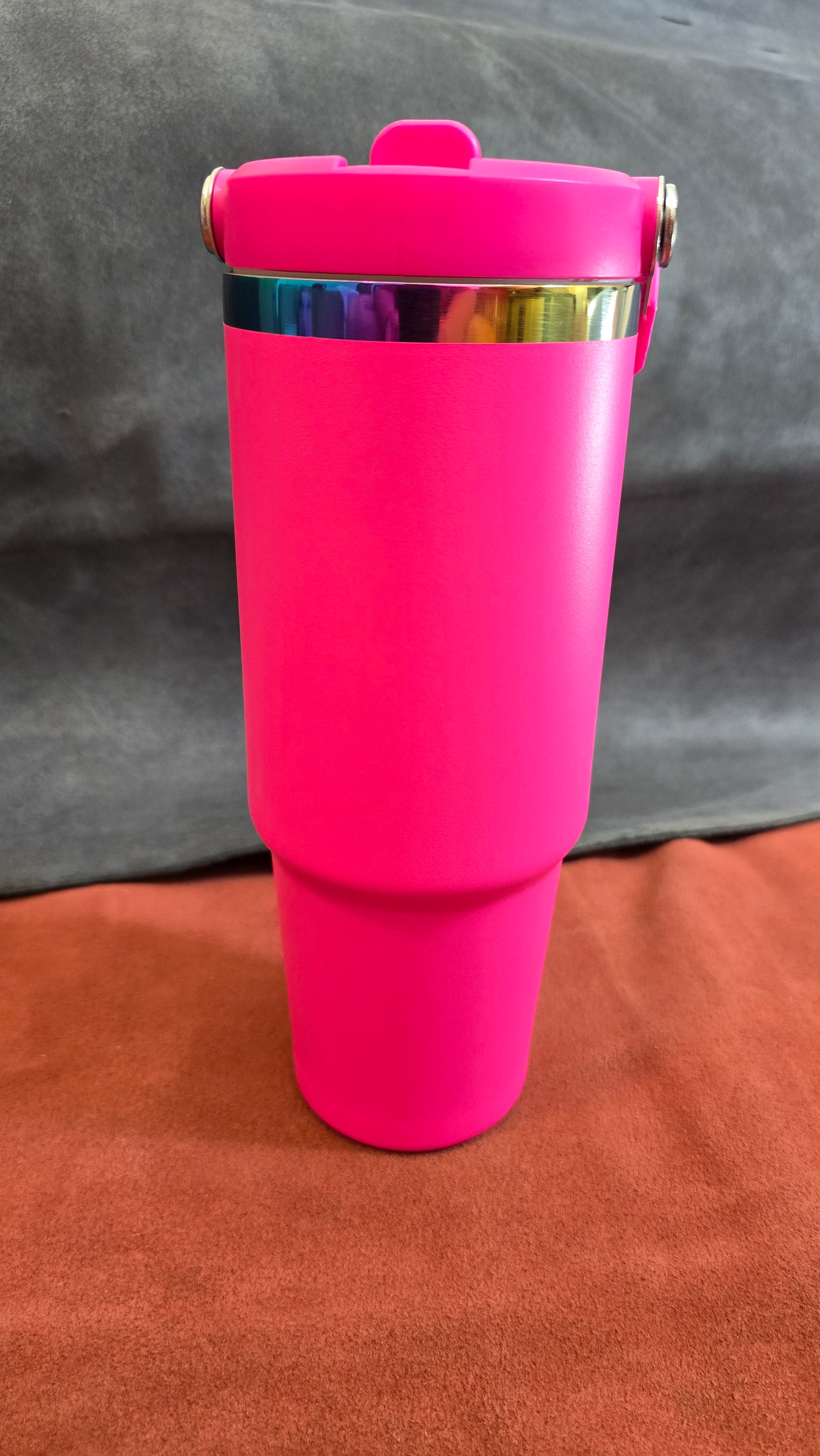 Rainbow Plated 40 ounce tumblers flip handle and straw