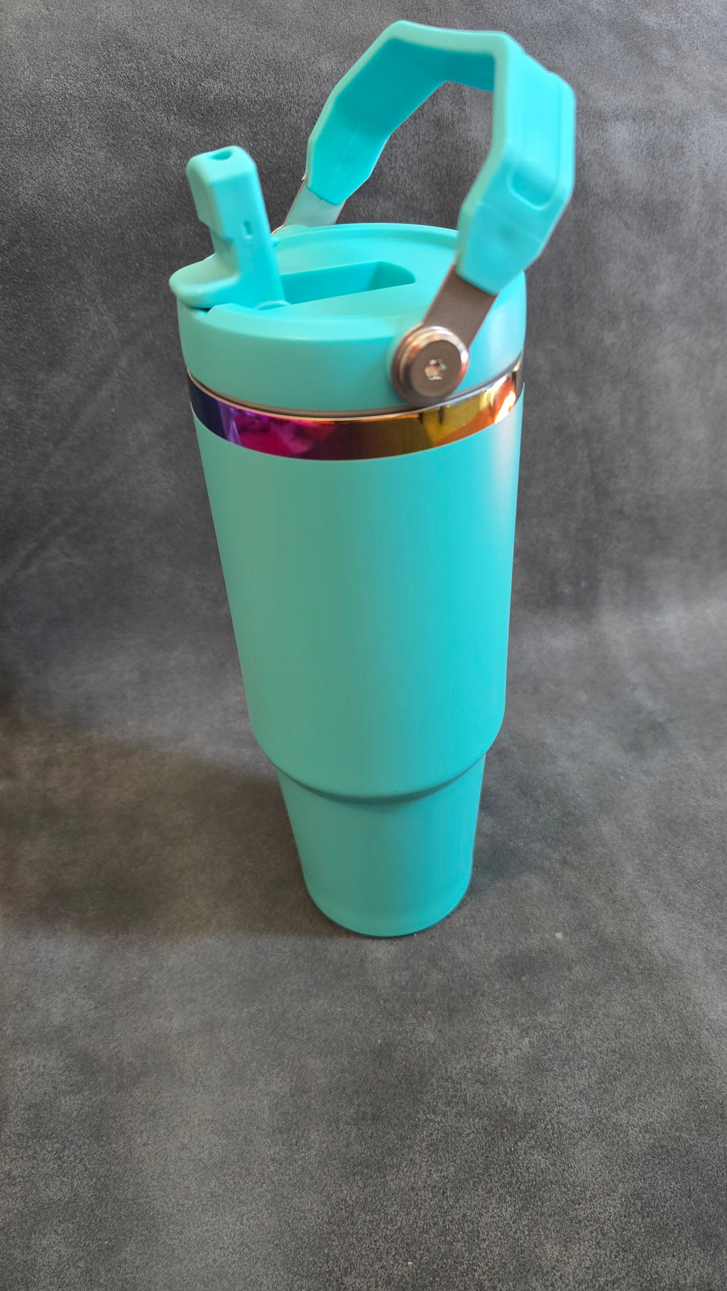 Rainbow Plated 40 ounce tumblers flip handle and straw