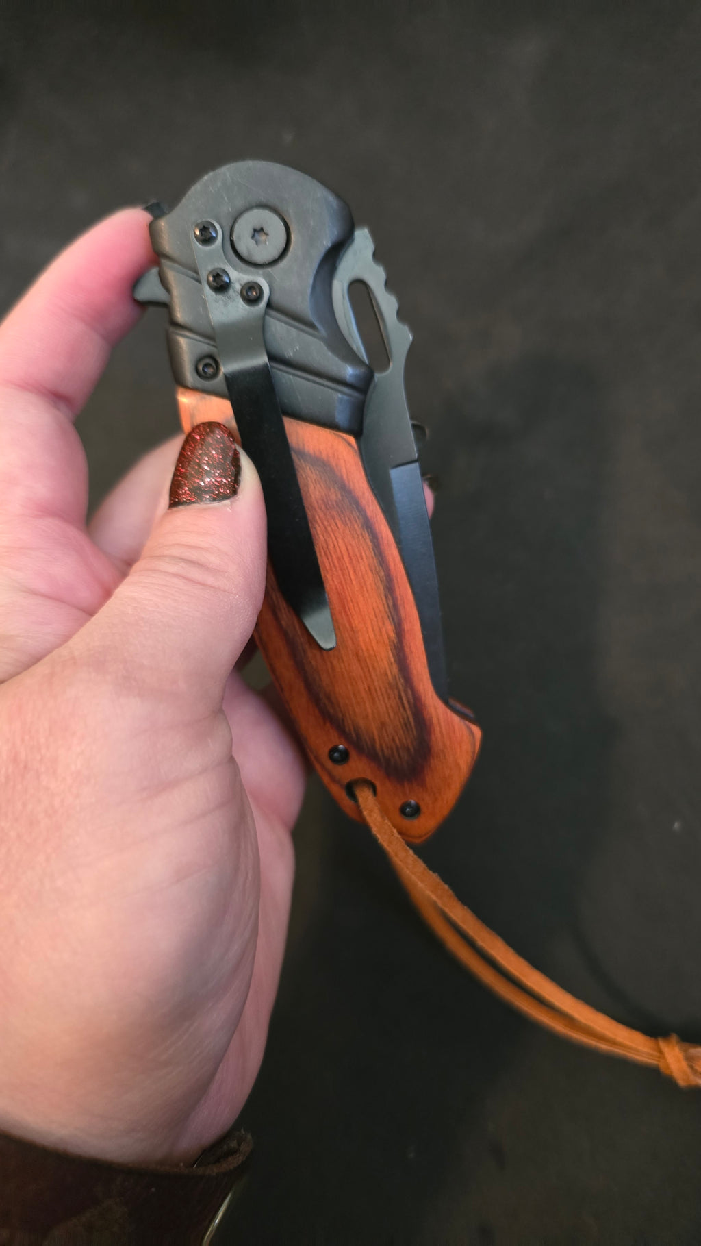 Engraved wooden 5 inch knife