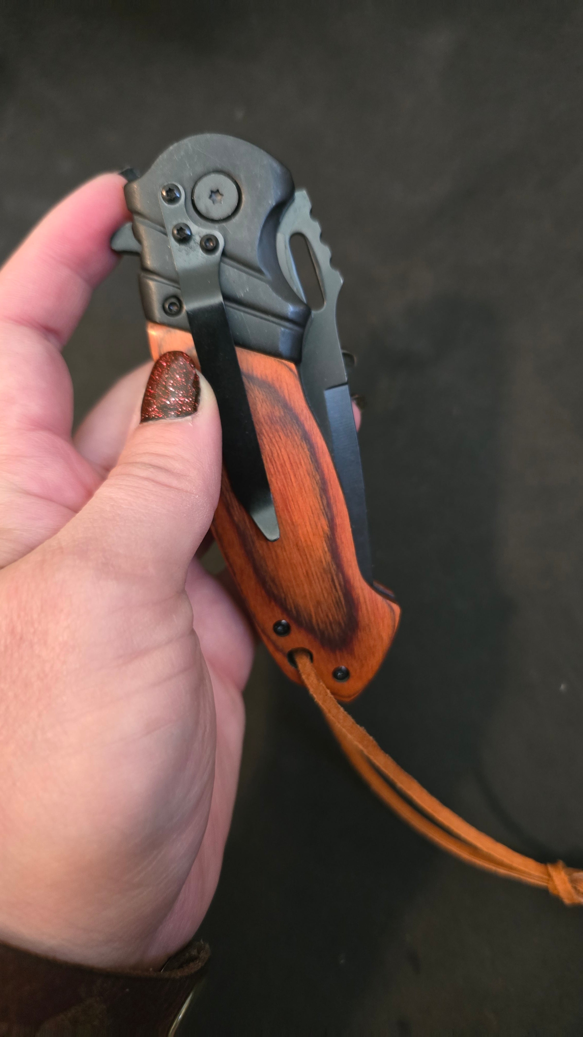 Engraved wooden 5 inch knife