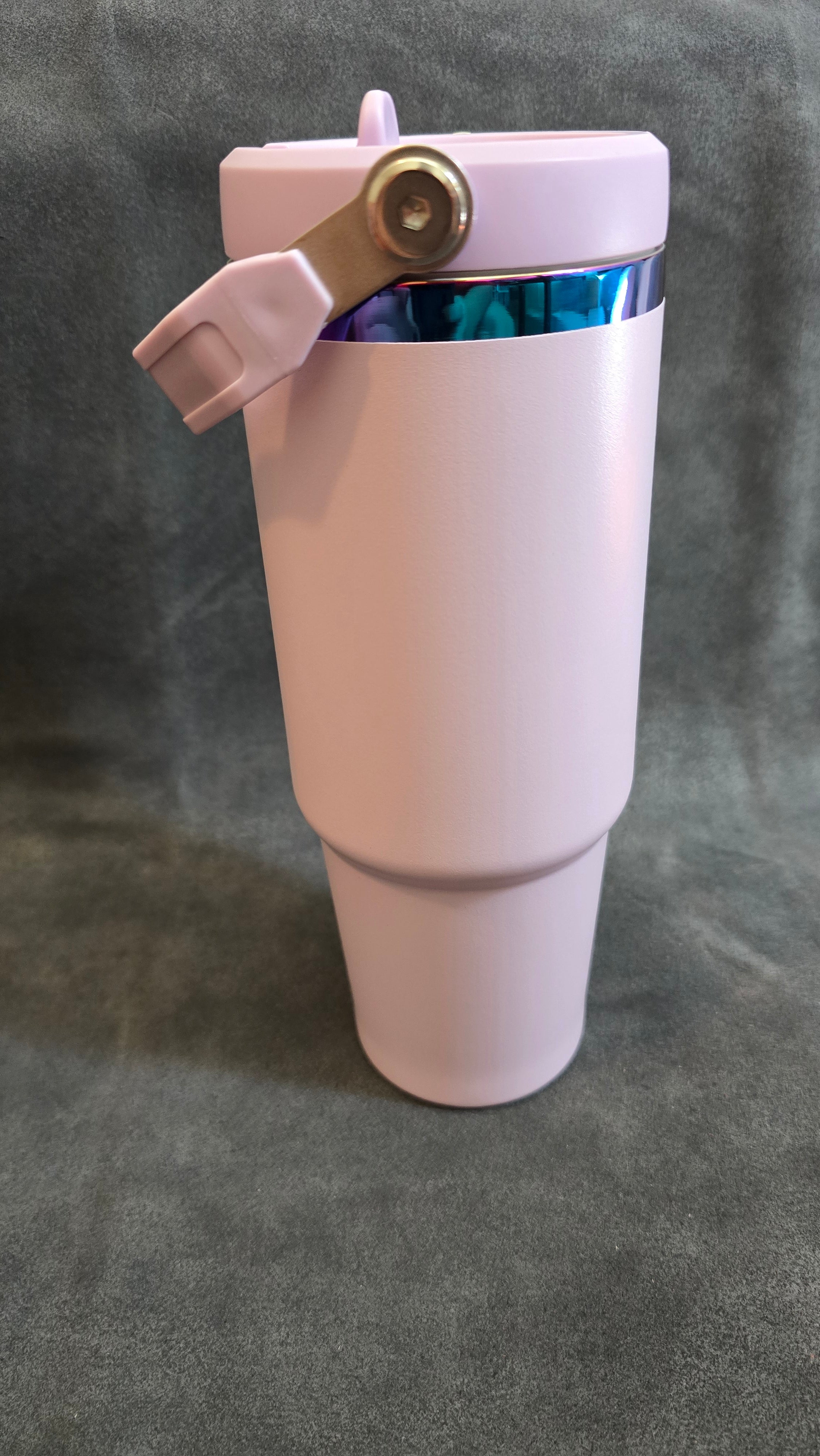 Rainbow Plated 40 ounce tumblers flip handle and straw