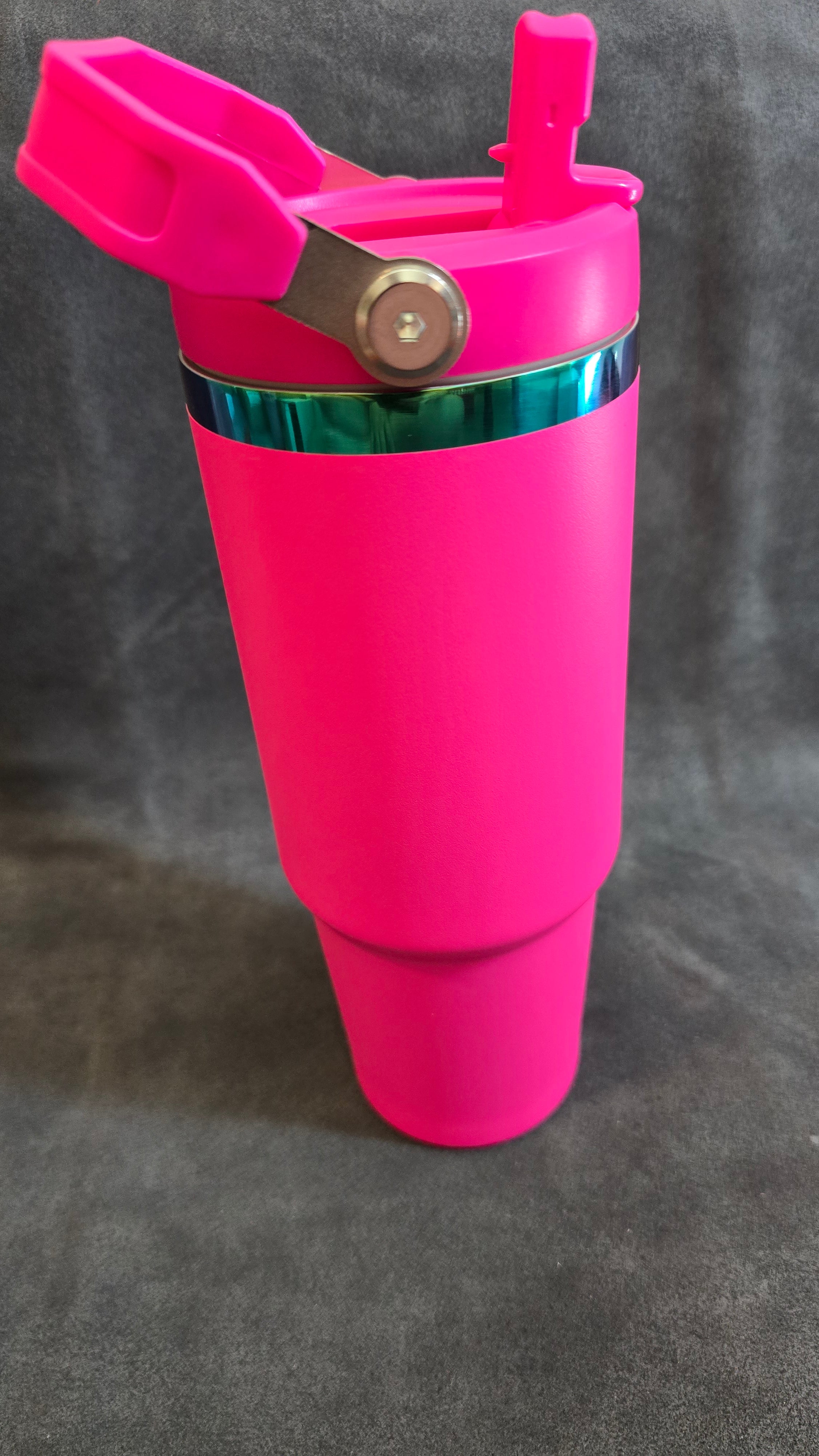 Rainbow Plated 40 ounce tumblers flip handle and straw