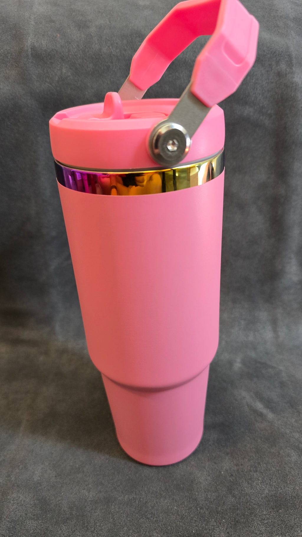 Rainbow Plated 40 ounce tumblers flip handle and straw