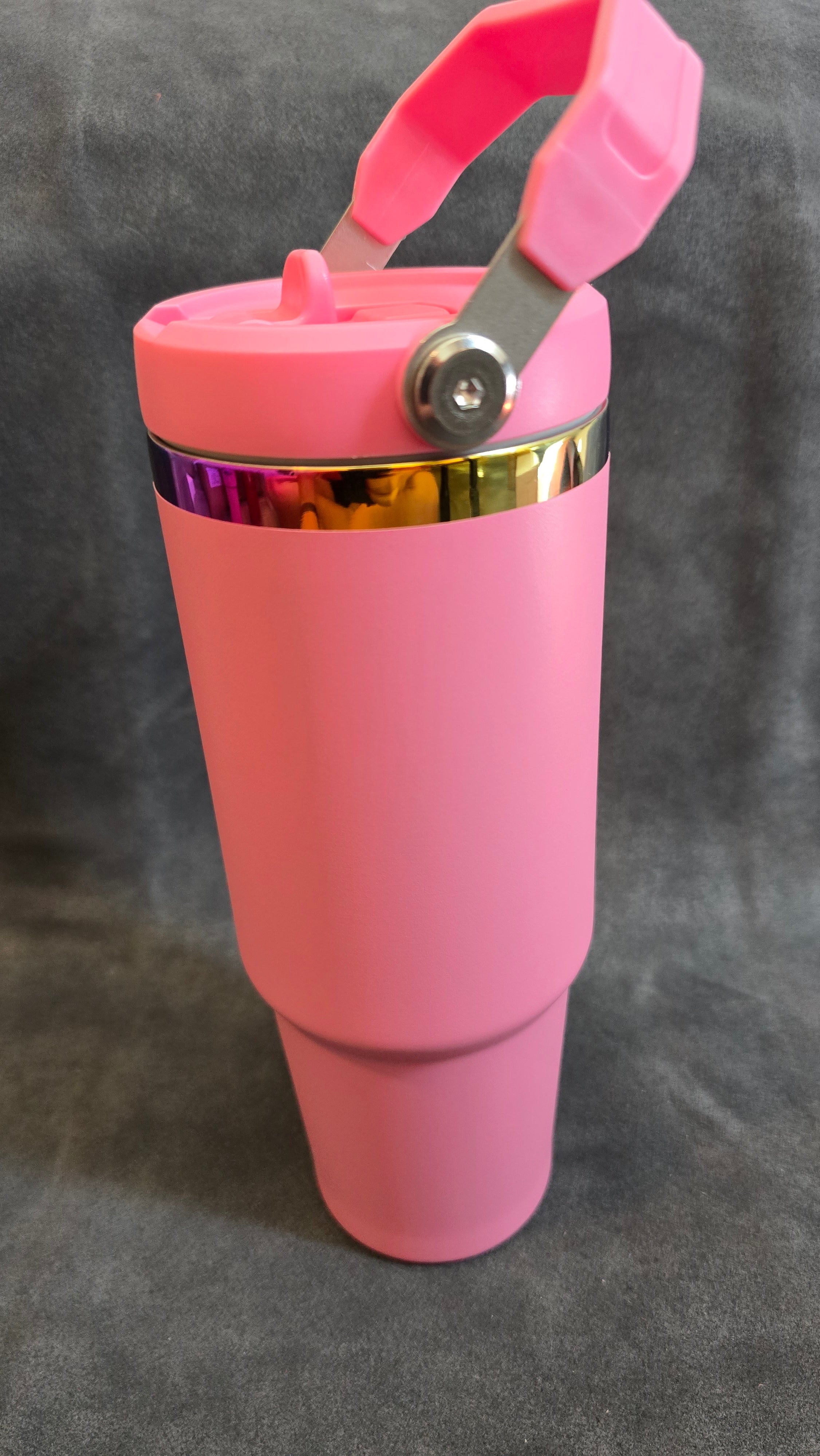 Rainbow Plated 40 ounce tumblers flip handle and straw